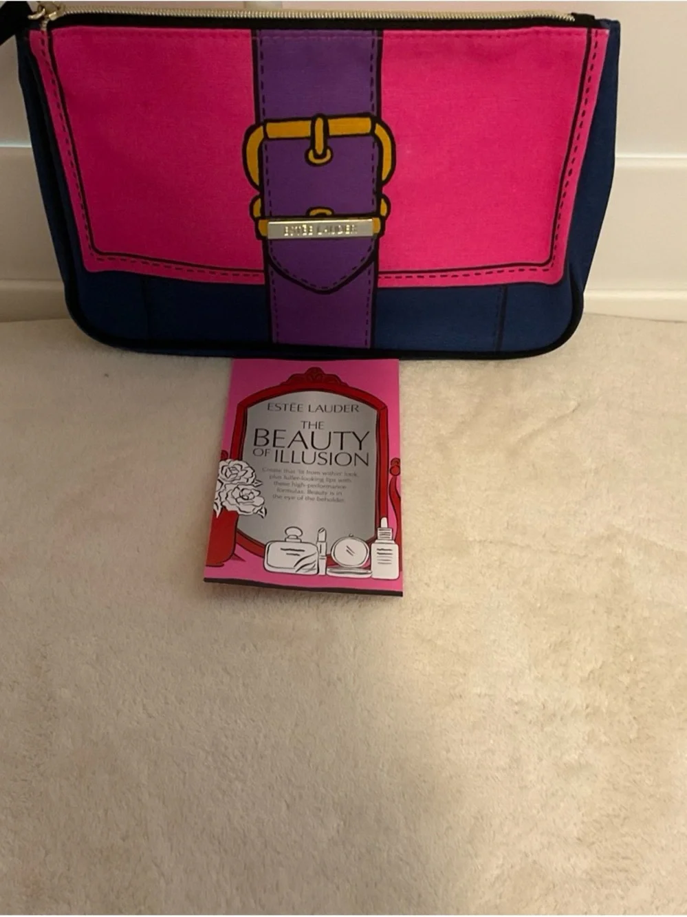 Estee Lauder Pink Purple Navy Cosmetic Pouch